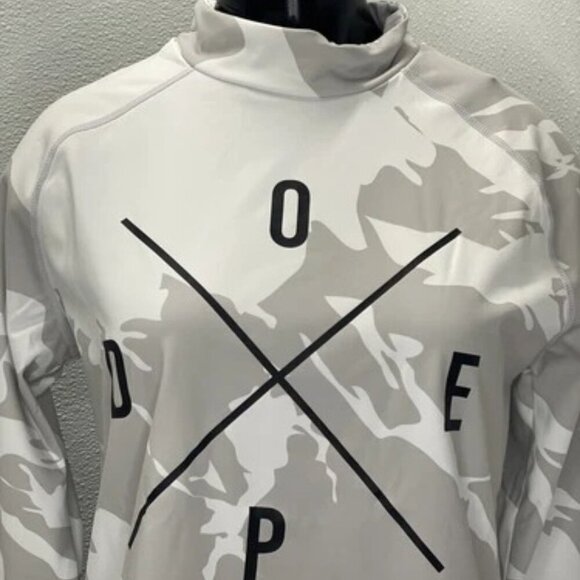NEW DOPE Womens T-Shirt Grey/White Size S Snuggle 2X Camo Turtleneck Long Sleeve - Picture 7 of 12